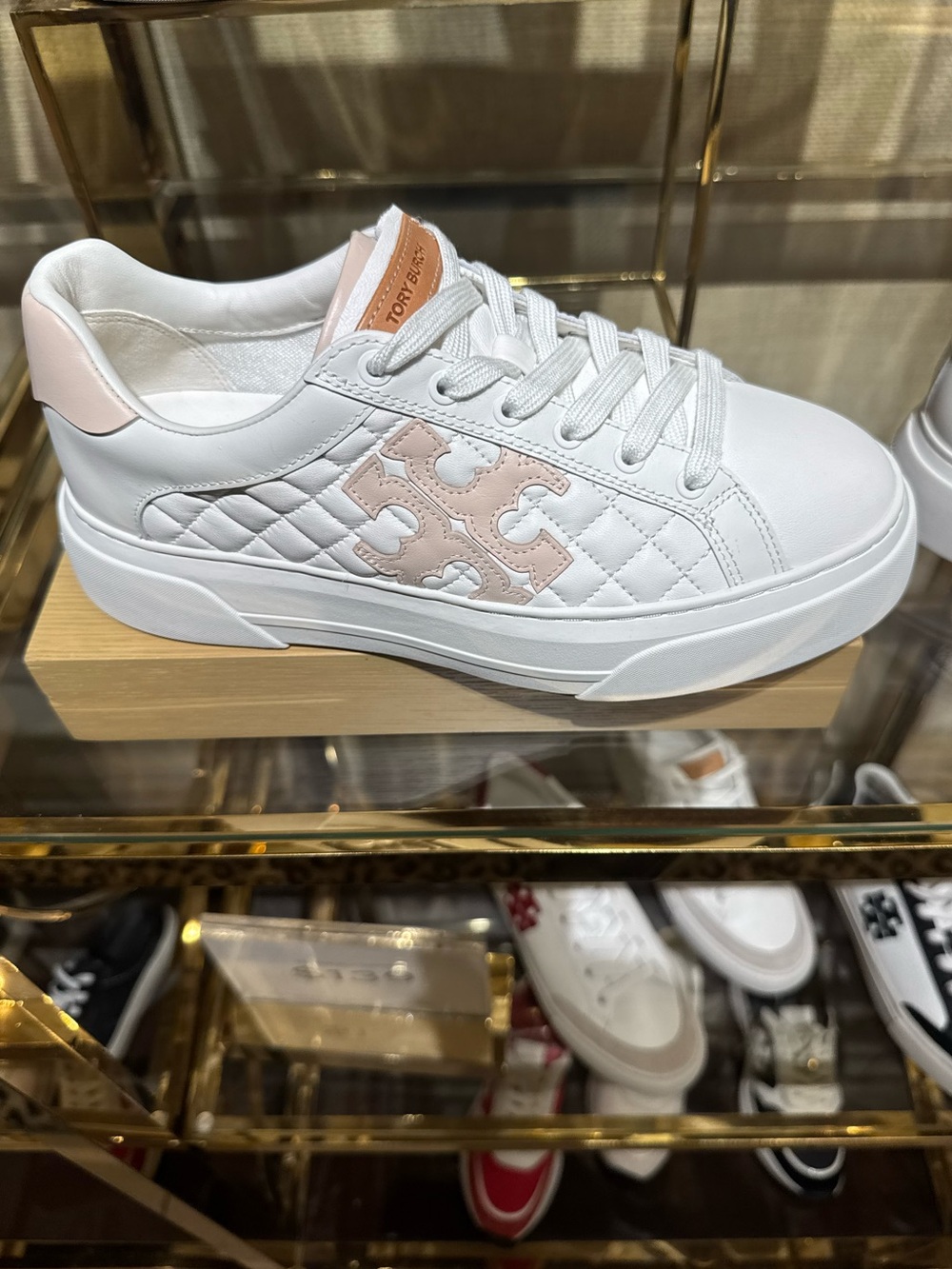 Tory Burch Signature T-Logo Color Block Platform Leather Sneaker Shoes